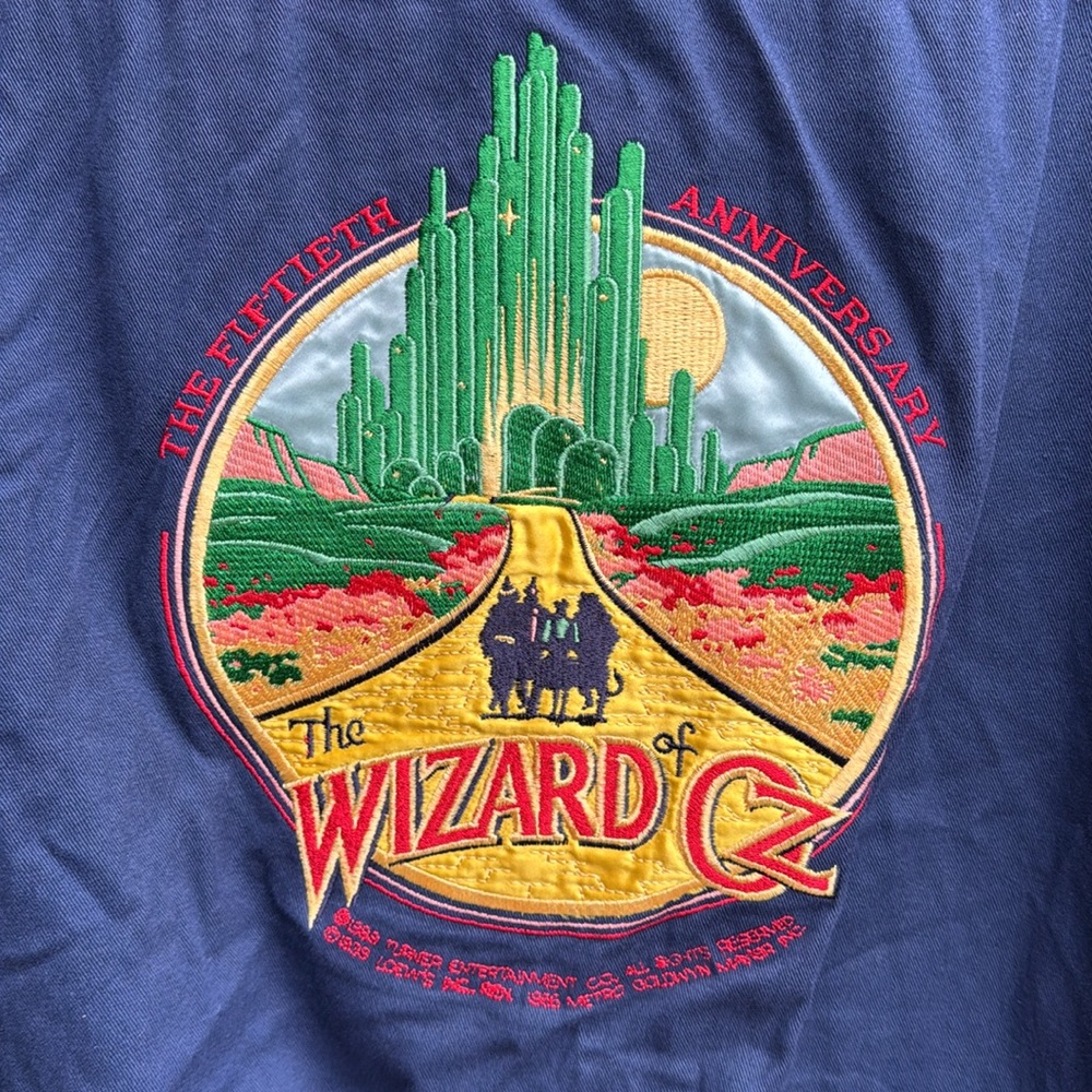 Vintage 50th Anniversary Wizard Of Oz Embroidered Jacket 1989 MGM Studios flaw